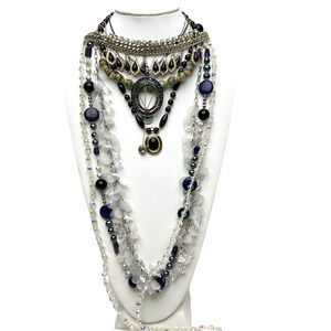 Necklaces Lot 9 Boho Chic Wearable Variety Jewelry Rhinestones Beads Repurpose